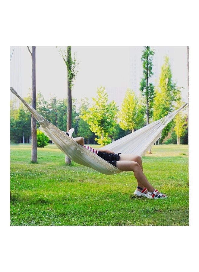 Canvas Fabric Hammocks Striped Ultralight Outdoor Beach Swing Bed White