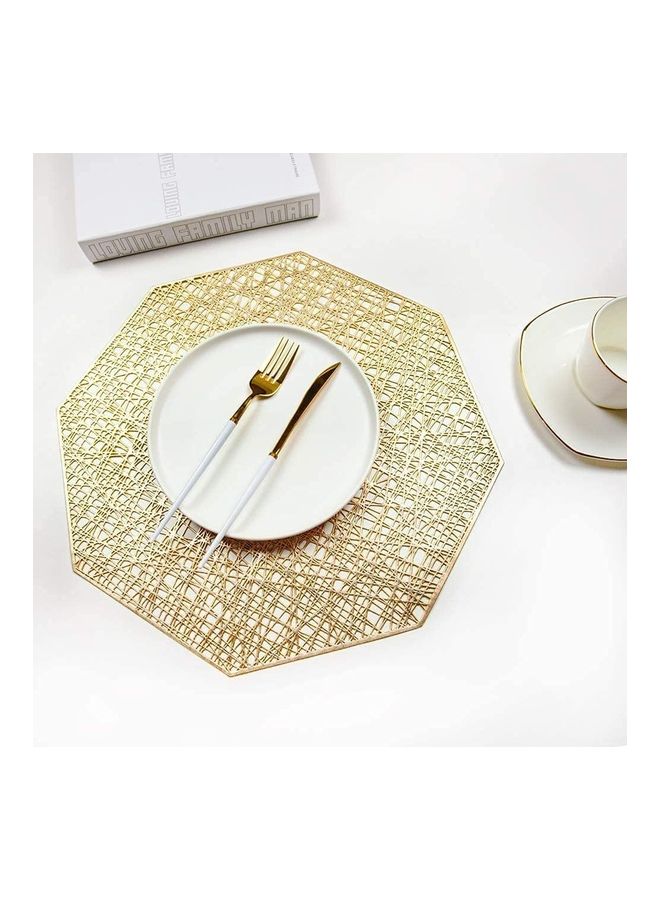 AIWANTO - 6-Piece Vinyl Dining Table Decorative Placemats Gold - Image 1