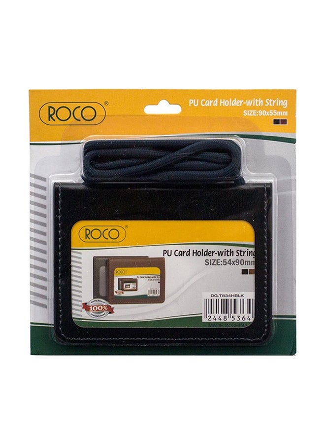 ROCO PU Card Holder With String Black 
