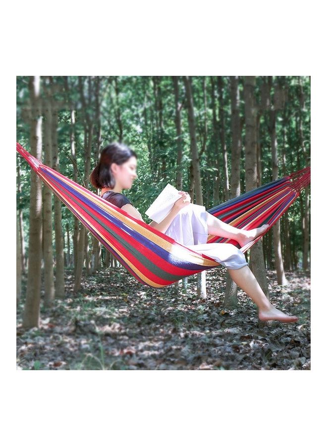 Strip Single Camping Outdoor Canvas Hammock Red - Image 1