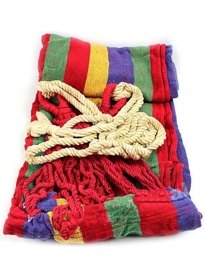 Strip Single Camping Outdoor Canvas Hammock Red - Image 3