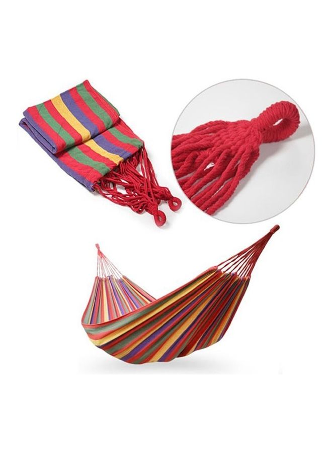 Strip Single Camping Outdoor Canvas Hammock Red - Image 4