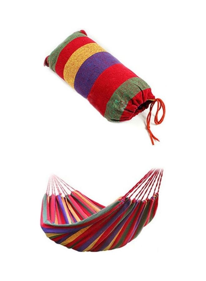 Strip Single Camping Outdoor Canvas Hammock Red - Image 5
