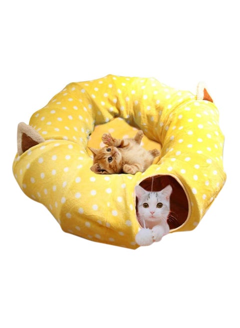 Cat Tube And Tunnel With Central Mat Yellow ‎31 x 26.2 x 13.4cm