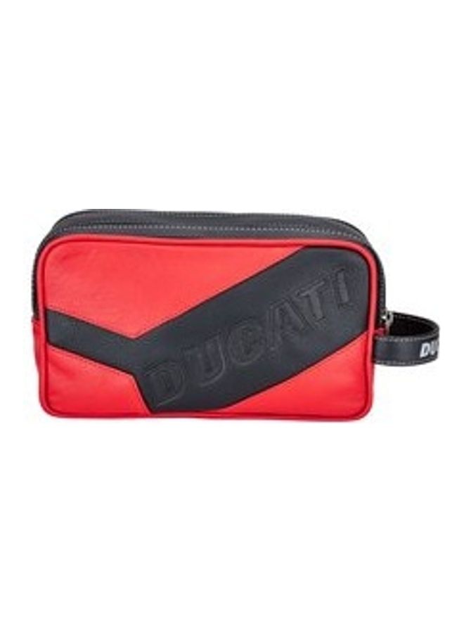 Ducati Corse Tagliato Men's Genuine Leather Toiletry Pouch RED/BLACK - Image 1