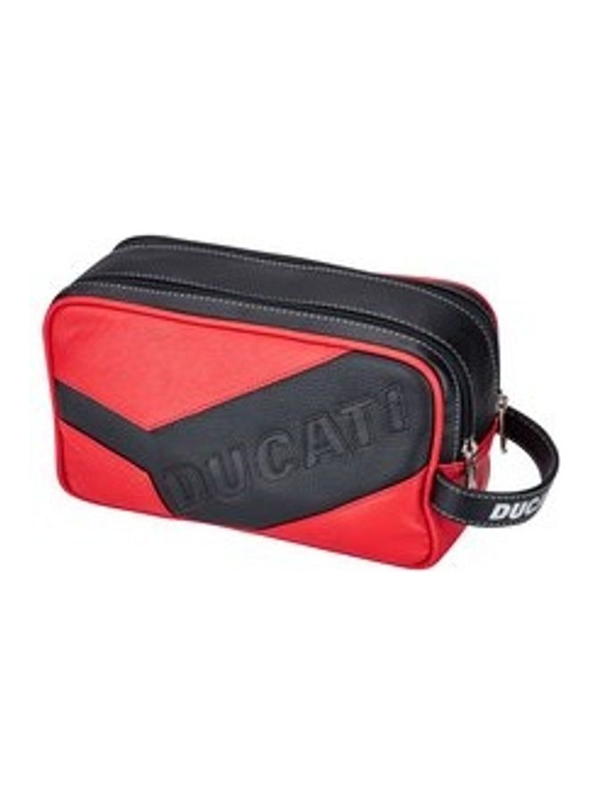 Ducati Corse Tagliato Men's Genuine Leather Toiletry Pouch RED/BLACK - Image 2