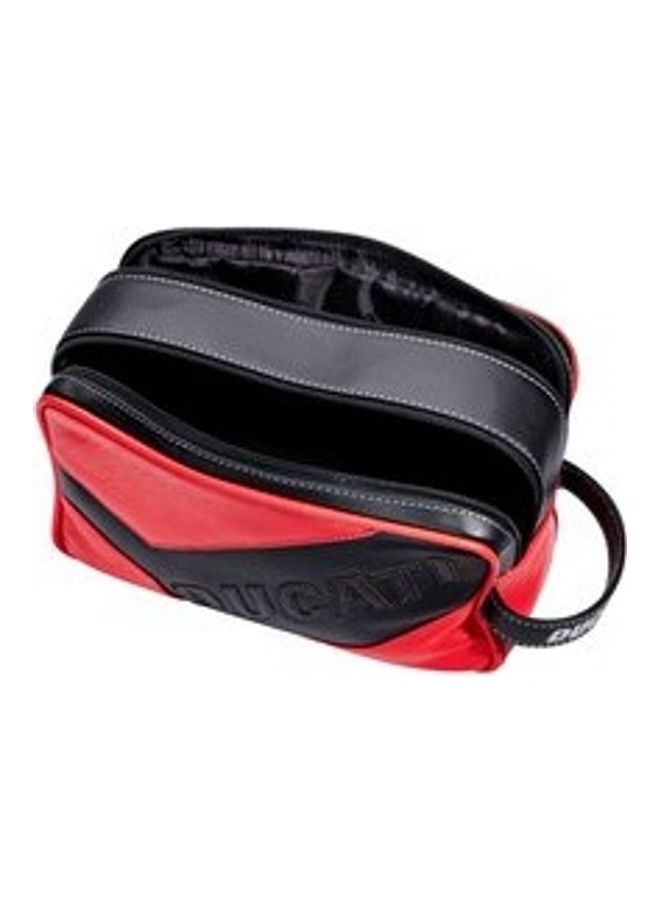 Ducati Corse Tagliato Men's Genuine Leather Toiletry Pouch RED/BLACK - Image 3