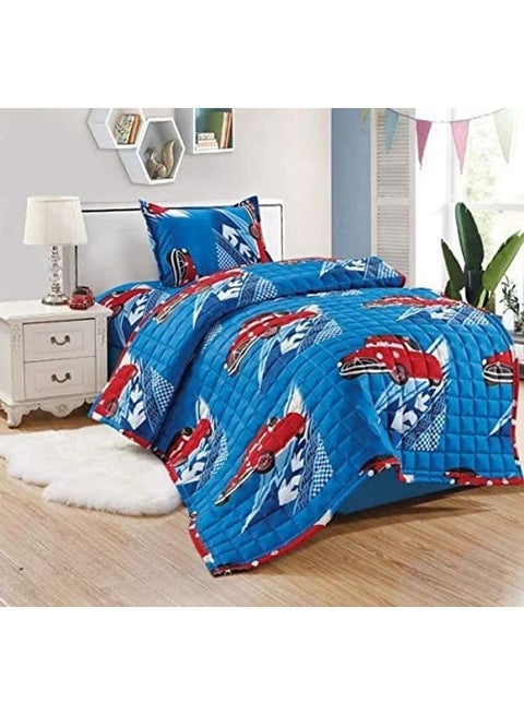 3 Pieces Kids Compressed Comforter Set Single Size Polyester Multicolour 150x200cm