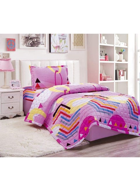 3 Pieces Kids Compressed Comforter Set Single Size Polyester Multicolour 150x200cm