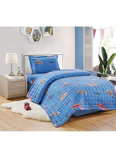 3 Pieces Kids Compressed Comforter Set Single Size Polyester Multicolour 150x200cm