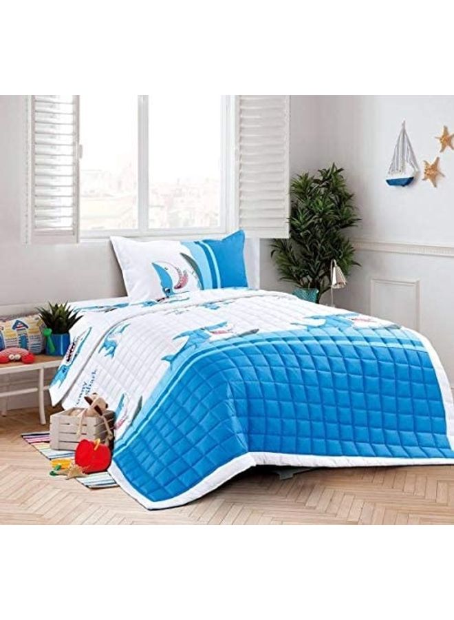 سليب نايت طقم لحاف مضغوط للأطفال مكون من 3 قطع بوليستر أزرق/ أبيض 150x200سم 