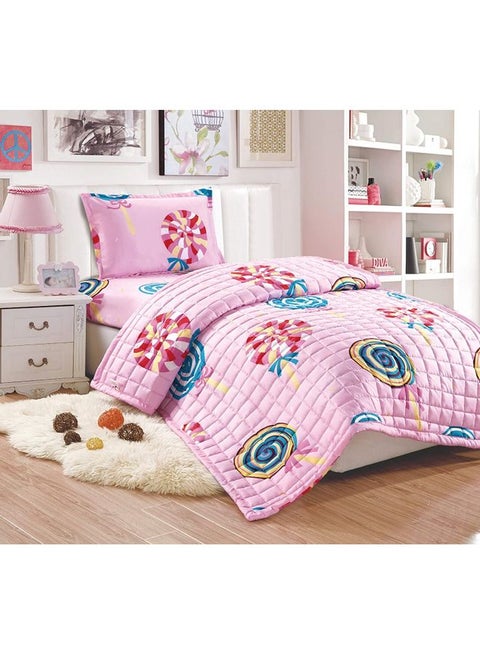 3 Pieces Kids Compressed Comforter Set Single Size Polyester Multicolour 150x200cm