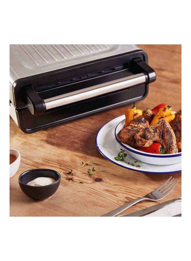 George Foreman - Smokeless Non-Stick Electric Grill, Indoor BBQ and Griddle Hot Plate with Built-in Drip Tray, Stainless Steel 1500 W RHB28000 Silver - Image 1