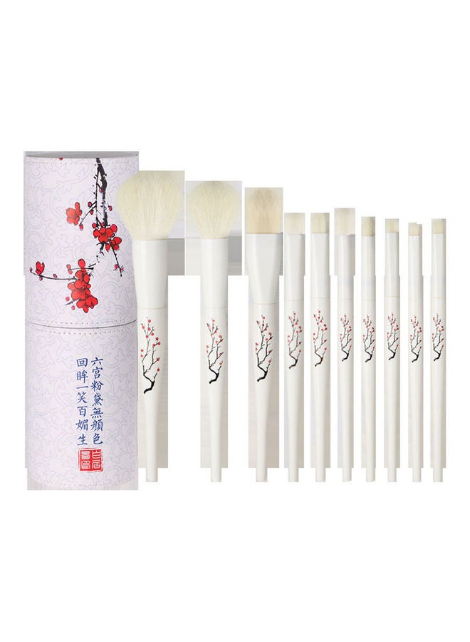 فليلي طقم فرش مكياج بتصميم صيني مكون من 10 قطع مع علبة تخزين متعدد الألوان - Image 1