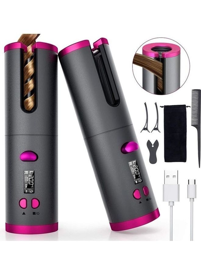 EzzySo Automatic Cordless Auto Hair Curler with Accessories Black/Pink - Image 1