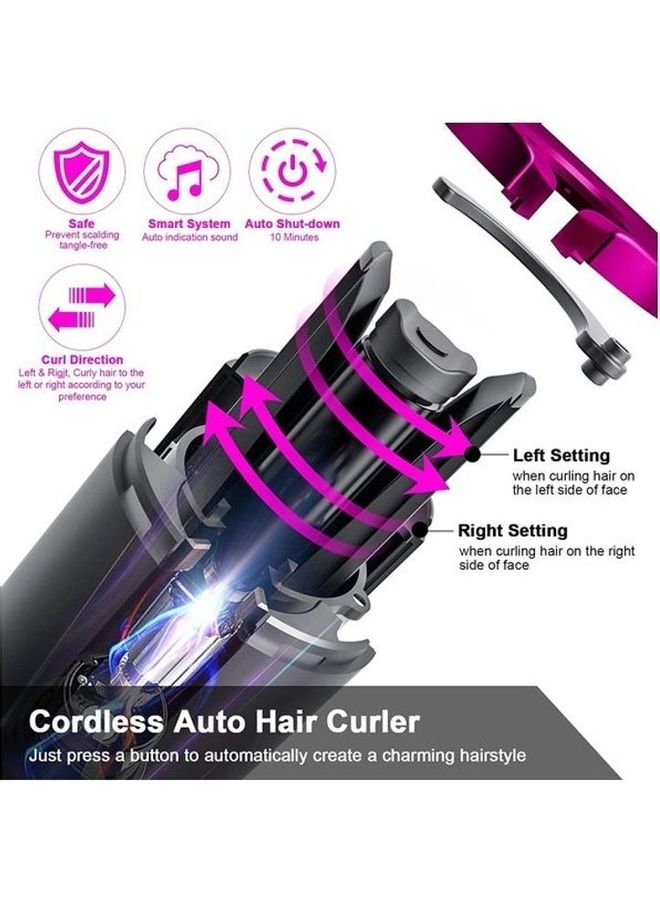 EzzySo Automatic Cordless Auto Hair Curler with Accessories Black/Pink - Image 2