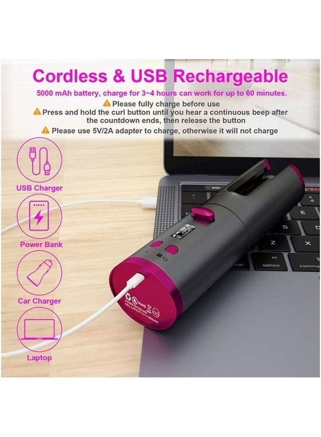 EzzySo Automatic Cordless Auto Hair Curler with Accessories Black/Pink - Image 3