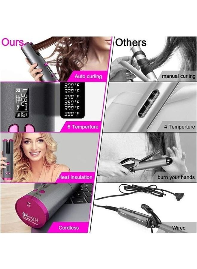 EzzySo Automatic Cordless Auto Hair Curler with Accessories Black/Pink - Image 4