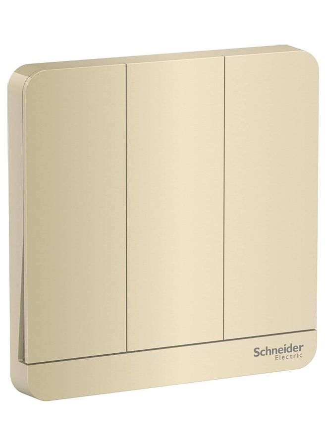 Schneider Avatar On 1-Way Plate Switch 3 Gang 16AX Golden