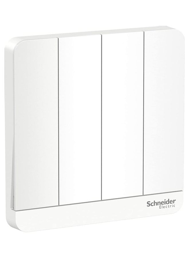 Schneider Electric AvatarOn 1-Way Plate Switch 4 Gang 16AX White 