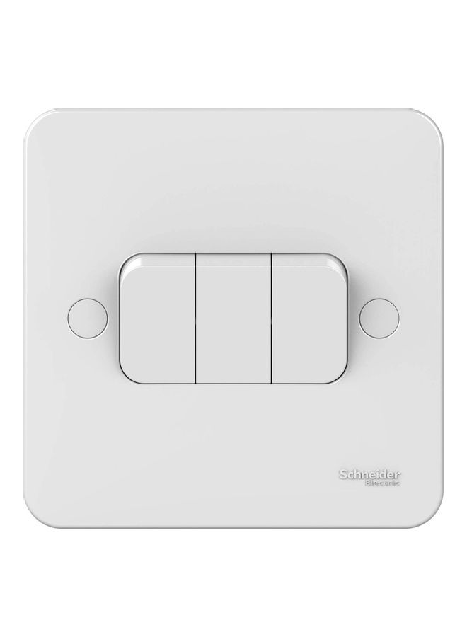 Schneider Electric 2-Way Lisse Plate Switch, 3 Gang 10AX White