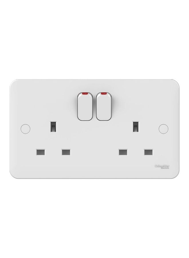 Schneider Electric Lisse Uk Standard Switch Socket, 2 Gang 13A White 