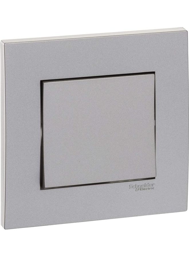 Schneider 2-Way Vivace Plate Switch 1 Gang 16AX Aluminium Silver