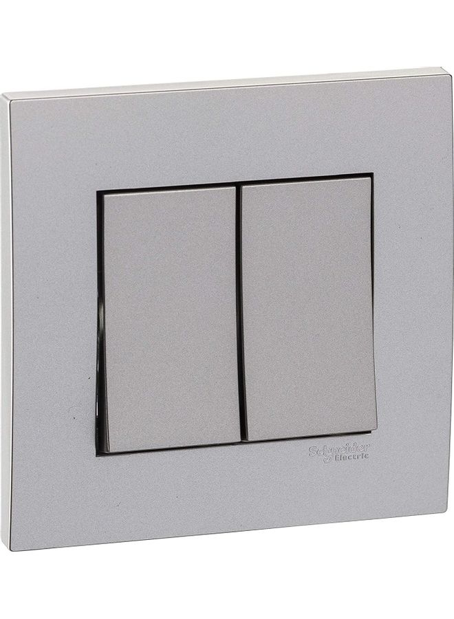 2-Way Vivace Plate Switch 2 Gang 16AX Aluminium Silver