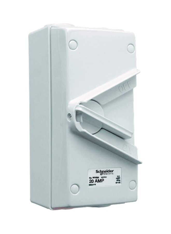 Schneider 250V Surface Mount Double Pole Isolating Switch White