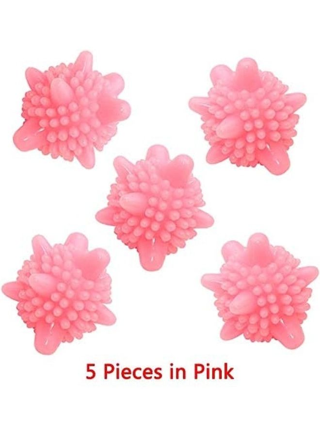 مجموعة كرات غسيل سحرية للتنظيف المنزلي مكونة من 5 قطع وردي