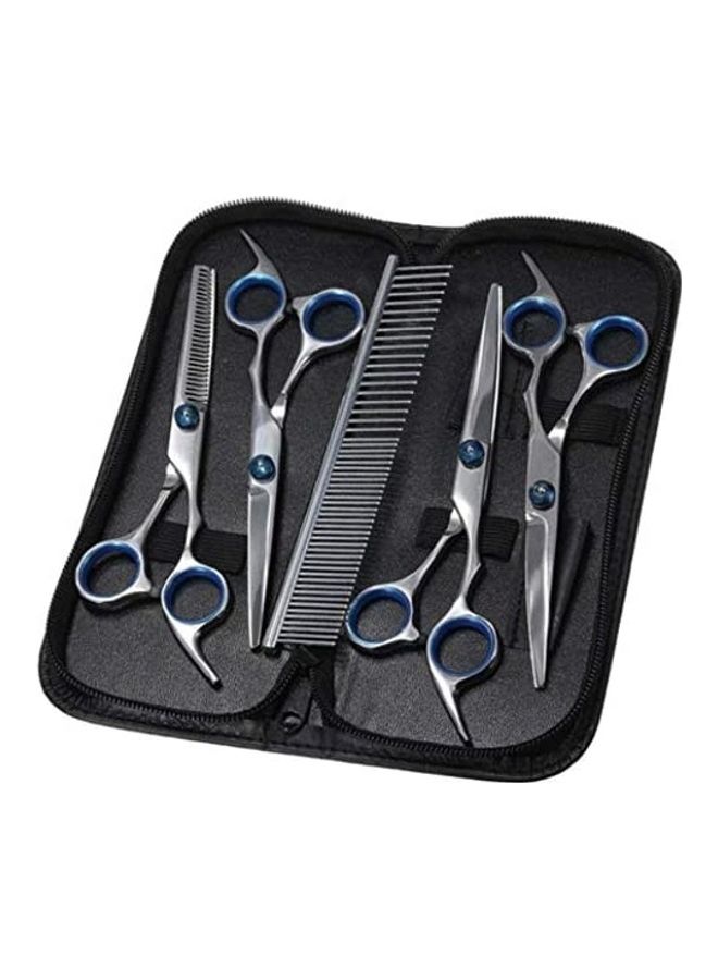 XiuWoo - 4-Piece Scissors Set with Comb and Box for Pet Silver - Image 1