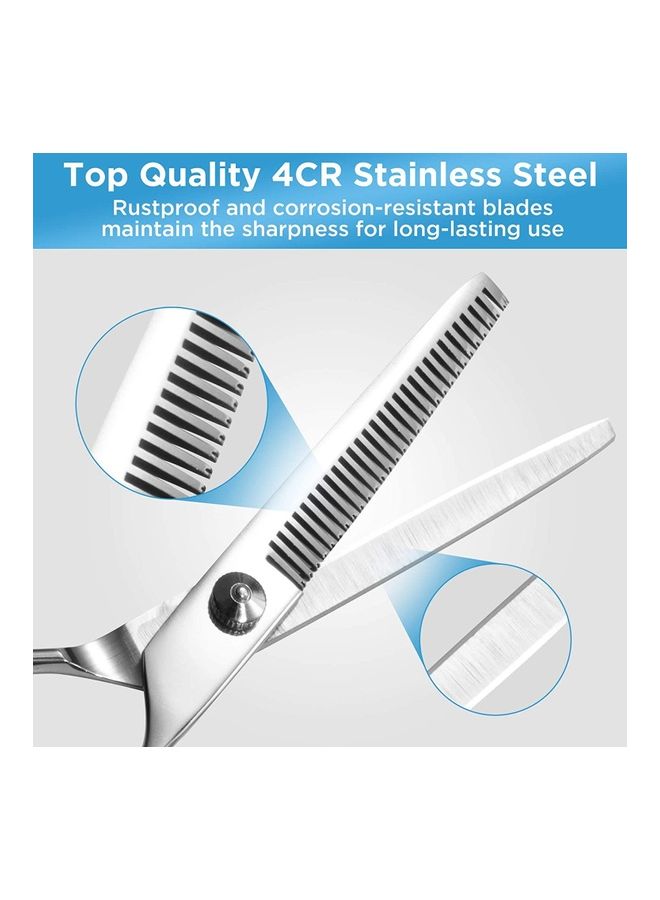 XiuWoo 4-Piece Pet Grooming Scissor Set with Comb Silver/Blue - Image 4
