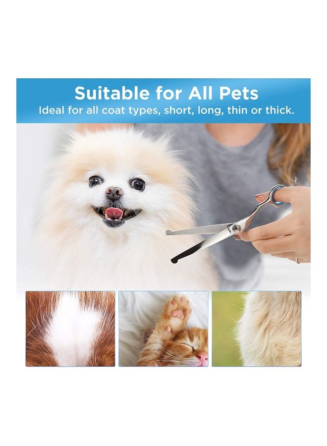 XiuWoo 4-Piece Pet Grooming Scissor Set with Comb Silver/Blue - Image 5