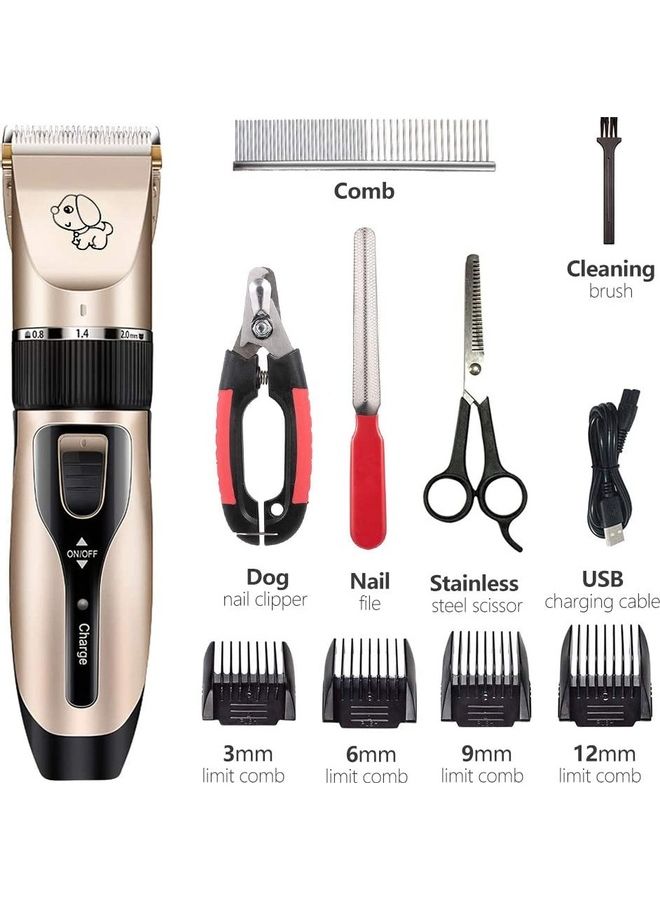 XiuWoo Professional Rechargeable Dog Grooming Kit Gold/Black - Image 2