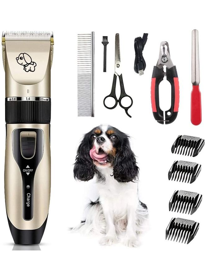 XiuWoo Professional Rechargeable Dog Grooming Kit Gold/Black - Image 1