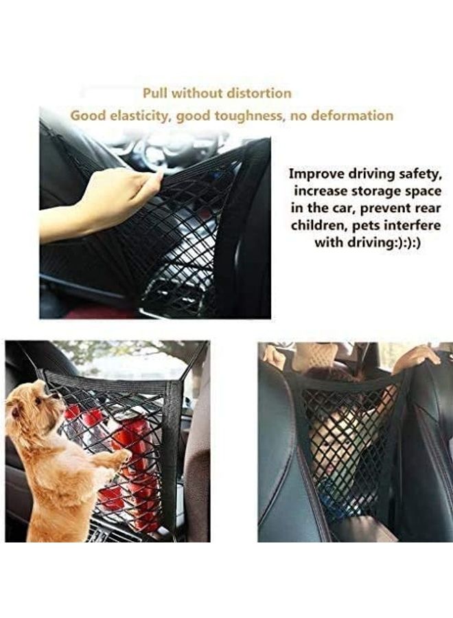 شو وو حاجز للحيوانات الأليفة داخل السيارة بتصميم شبكة أمان أسود - Image 2