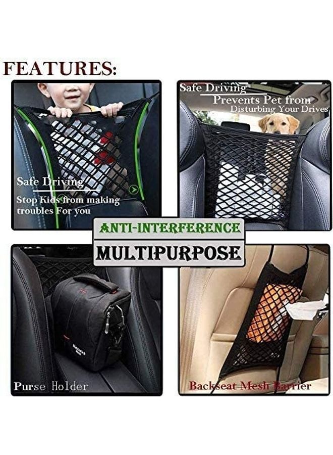 شو وو حاجز للحيوانات الأليفة داخل السيارة بتصميم شبكة أمان أسود - Image 5