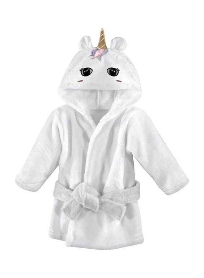 Mamas Gift Hooded Neck Cotton Baby Unicorn Bathrobe White  - Image 1