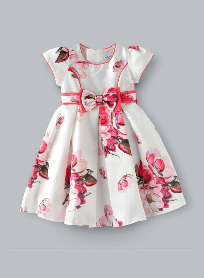babyqlo Short Sleeve Floral Party Dress Multicolour  - Image 1