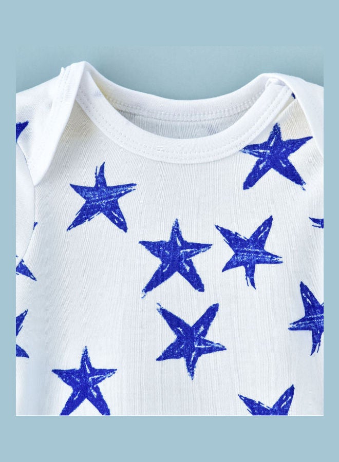 babyqlo Stars Printed Bodysuit White/Blue  - Image 3
