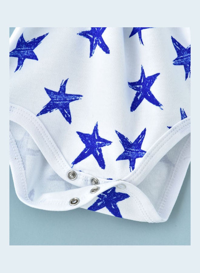 babyqlo Stars Printed Bodysuit White/Blue  - Image 4