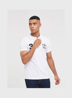 Polo T-Shirt With Two Patches On Chest White