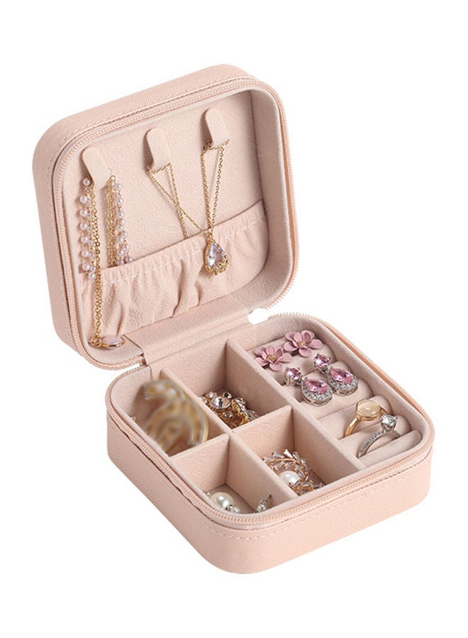 Generic Portable Leather Single Layer Jewelry Box Pink  - Image 1