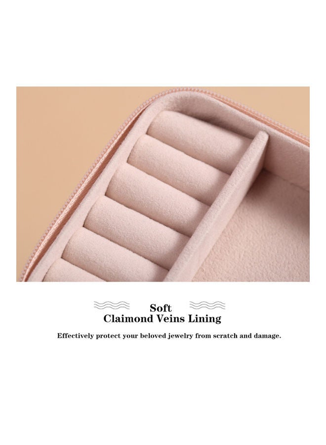 Generic Portable Leather Single Layer Jewelry Box Pink  - Image 2