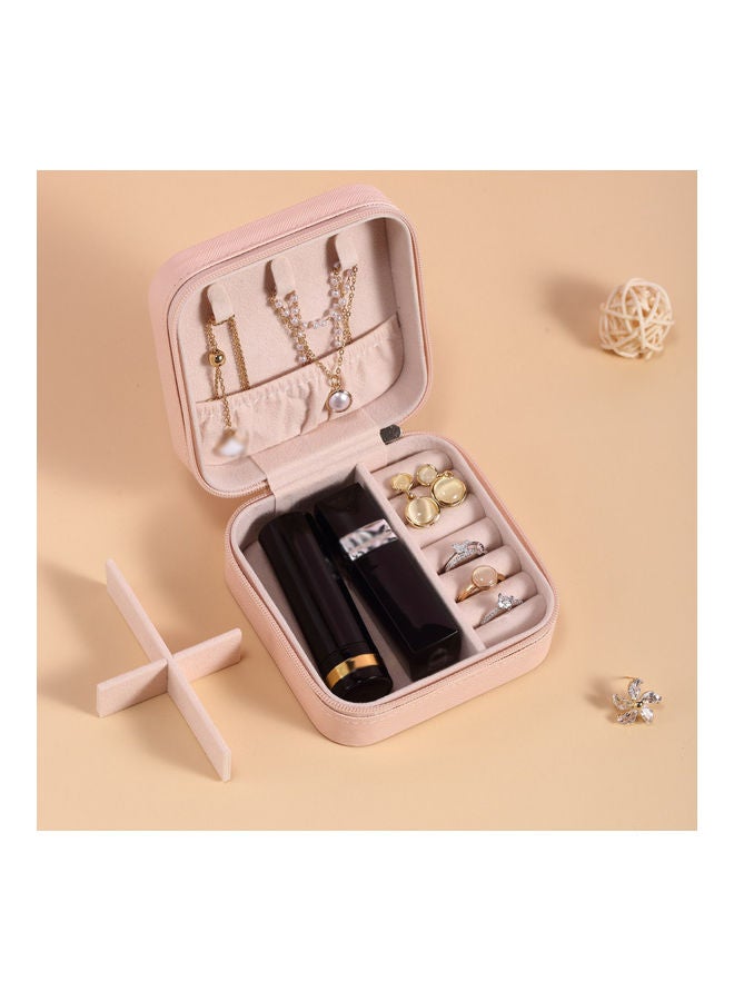 Generic Portable Leather Single Layer Jewelry Box Pink  - Image 3