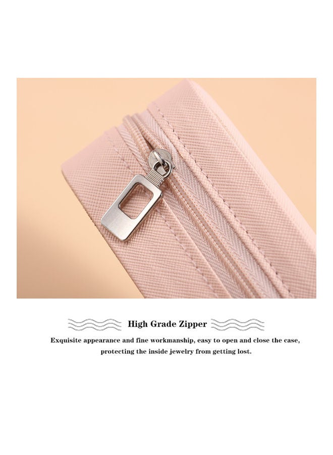 Generic Portable Leather Single Layer Jewelry Box Pink  - Image 4