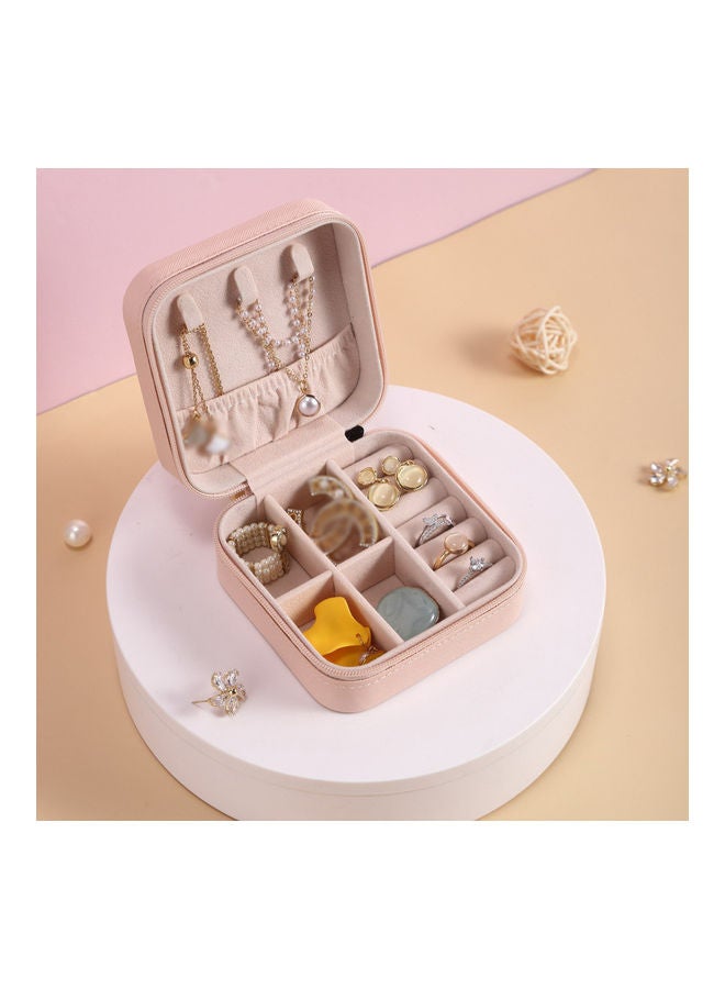 Generic Portable Leather Single Layer Jewelry Box Pink  - Image 5