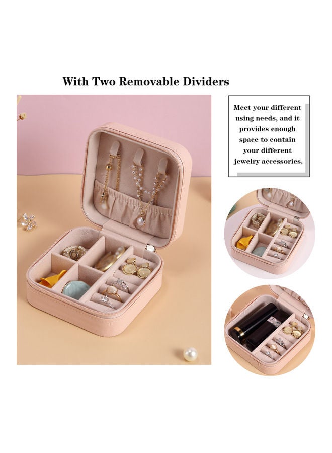 Portable Leather Single Layer Jewelry Box White - Image 4