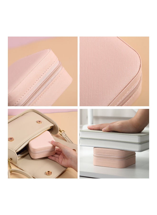Portable Leather Single Layer Jewelry Box White - Image 5