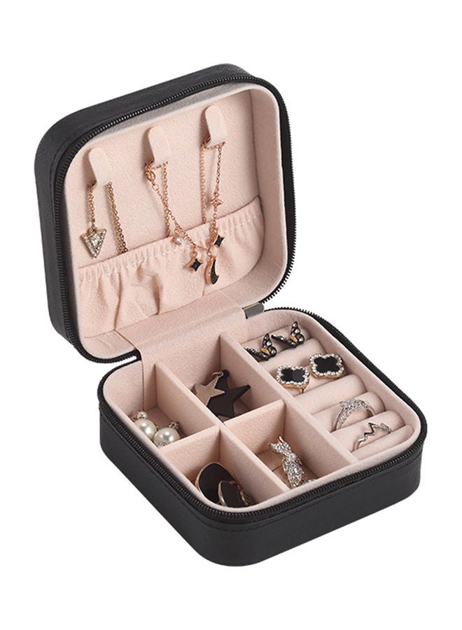 Generic Portable Leather Single Layer Jewelry Box Black 